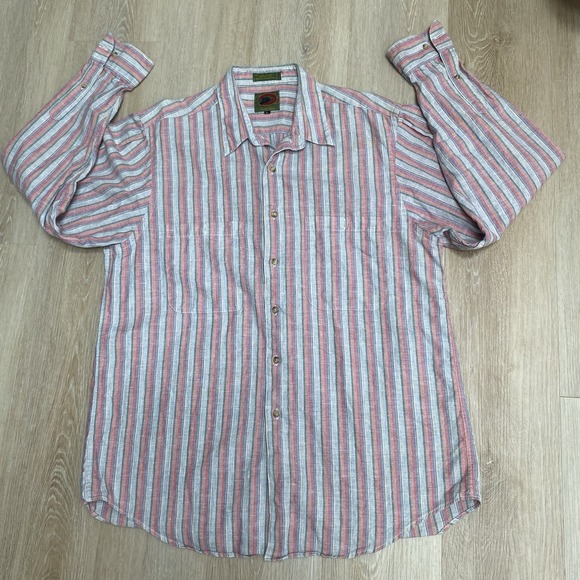 Boston Traders Other - Vintage Boston Traders Limited Edition Linen Cotton Blend Mens L Striped Shirt